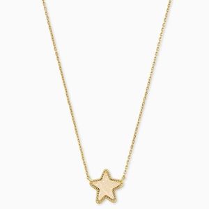 Kendra Scott Jae Star Gold Pendant Necklace In Iridescent Drusy NWT 17”